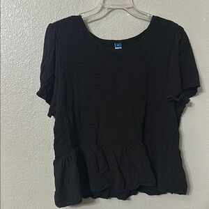 Old Navy Black Peplum Blouse Short Sleeve